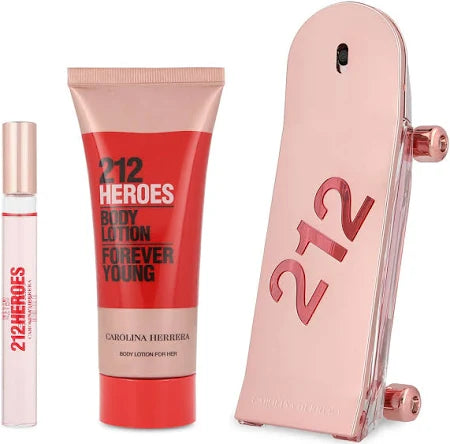 SET 212 HEROES HER X3 PZ PERFUME 80 ML + BODY LOTION+ PERFUMERO 10 ML