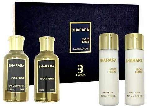 SET BHARARA NICHE FEMME X 4 PZ BODY LOTION + AFTER SHAVE + SHOWER GEL + PERFUME