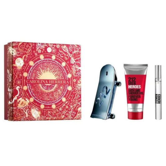 SET 212 MEN HEROES X 3 PZ PERFUME 90 ML +PERFUMERO 10 ML + SHOWER GEL 100 ML