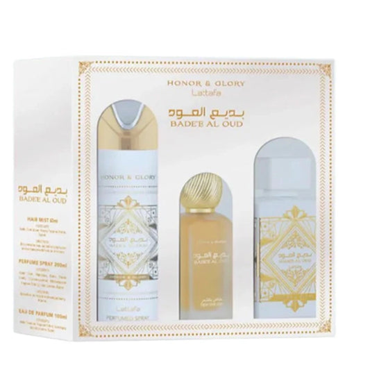 SET BADEE AL OUD HONOR & GLORY 3 PIEZAS EDP