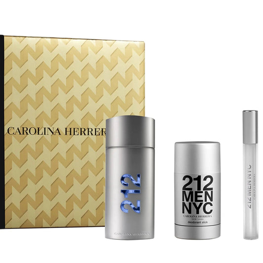 SET 212 MEN X3 PZ PERFUME 100 ML + DESODORANTE STICK+PERFUMERO 10 ML